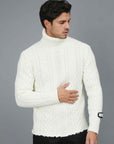 MAGLIONE COLLO ALTO TRECCE WHITE