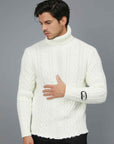 MAGLIONE COLLO ALTO TRECCE WHITE