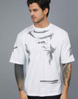 T-SHIRT STAMPA EFFETTO PENNELLATA WHITE