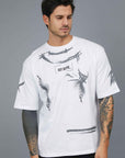 T-SHIRT STAMPA EFFETTO PENNELLATA WHITE