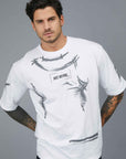 T-SHIRT STAMPA EFFETTO PENNELLATA WHITE
