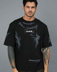 T-SHIRT STAMPA EFFETTO PENNELLATA BLACK