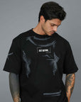 T-SHIRT STAMPA EFFETTO PENNELLATA BLACK