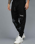 PANTALONI STAMPA EFFETTO PENNELLATA BLACK