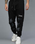 PANTALONI STAMPA EFFETTO PENNELLATA BLACK