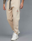 PANTALONI IN FELPA LOGO GOTICO CREAM