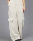 PANTALONI CARGO IN VELLUTO A COSTE CREAM