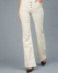 CREAM VELVET FLARED TROUSERS