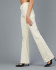 CREAM VELVET FLARED TROUSERS