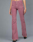 PANTALONI FLARED IN VELLUTO DARK PINK