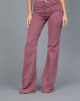 PANTALONI FLARED IN VELLUTO DARK PINK