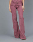 PANTALONI FLARED IN VELLUTO DARK PINK