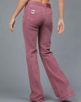 PANTALONI FLARED IN VELLUTO DARK PINK
