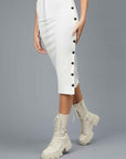 SKILT IN SWEATSHIP WITH CREAM BUTTONS