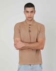 POLO IN MAGLIA A COSTE BEIGE