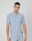 POLO IN MAGLIA TRAFORATA LIGHT BLUE
