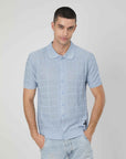 POLO IN MAGLIA TRAFORATA LIGHT BLUE