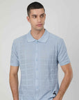 POLO IN MAGLIA TRAFORATA LIGHT BLUE