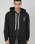 BLACK GOTIC PRINTING BLIND ZIP SWEATSHIRT