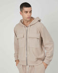 FELPA GARZATA ZIP TASCONI BEIGE