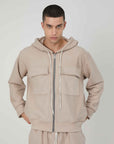 FELPA GARZATA ZIP TASCONI BEIGE