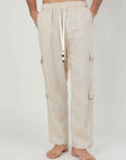 PANTALONI CARGO LINO TASCHE SAND