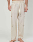 PANTALONI CARGO LINO TASCHE SAND
