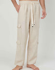 PANTALONI CARGO LINO TASCHE SAND