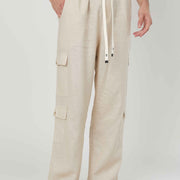 PANTALONI CARGO LINO TASCHE SAND