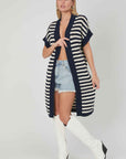 CARDIGAN LUNGO RIGHE BLACK&WHITE