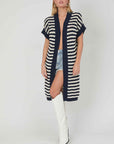 CARDIGAN LUNGO RIGHE BLACK&WHITE