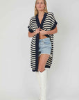 CARDIGAN LUNGO RIGHE BLACK&WHITE