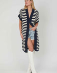 CARDIGAN LUNGO RIGHE BLACK&WHITE