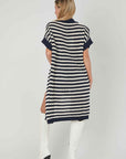 CARDIGAN LUNGO RIGHE BLACK&WHITE