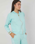 MAGLIA ZIP JACQUARD LOGO TIFFANY