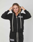 BLACK PRINTING ZIP SWEATSHIRT