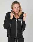 BLACK PRINTING ZIP SWEATSHIRT