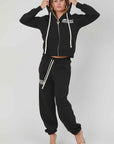 BLACK PRINTING ZIP SWEATSHIRT