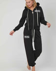 BLACK PRINTING ZIP SWEATSHIRT