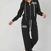 BLACK PRINTING ZIP SWEATSHIRT