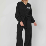 BLACK BUTTONS SWEATSHIP PANTS