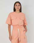 FELPA MANICHE CORTE TASCONI SALMON