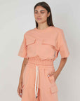 FELPA MANICHE CORTE TASCONI SALMON