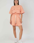 FELPA MANICHE CORTE TASCONI SALMON