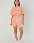 FELPA MANICHE CORTE TASCONI SALMON
