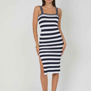 ABITO MAGLIA RIGHE SPALLINE LOGO