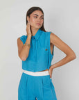 CAMICIA SMANICATA LINO SKY BLUE