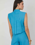 CAMICIA SMANICATA LINO SKY BLUE