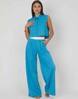 CAMICIA SMANICATA LINO SKY BLUE