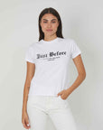 T-SHIRT LOGO GOTICO STRASS WHITE